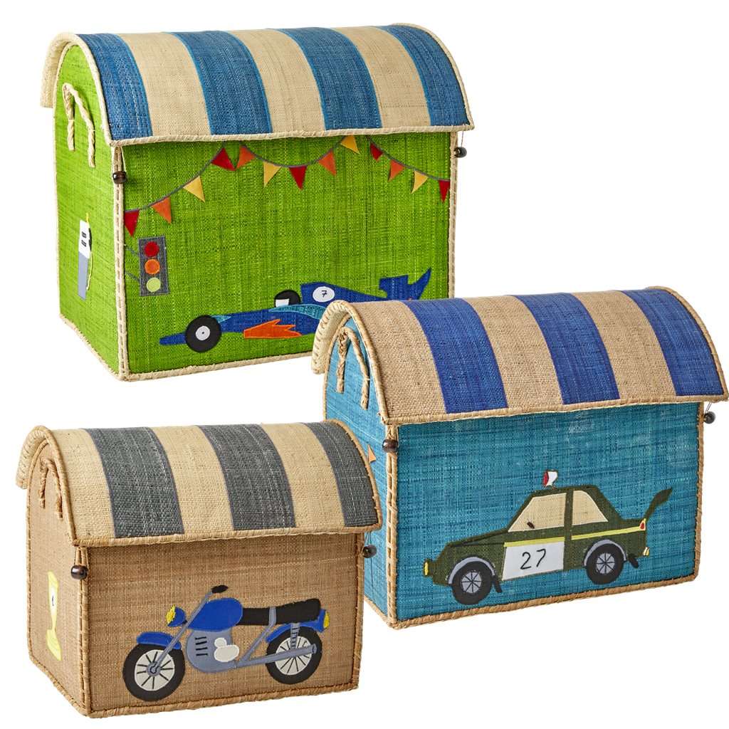 Rice - Large Set of 3 Toy Baskets - Race Car Theme