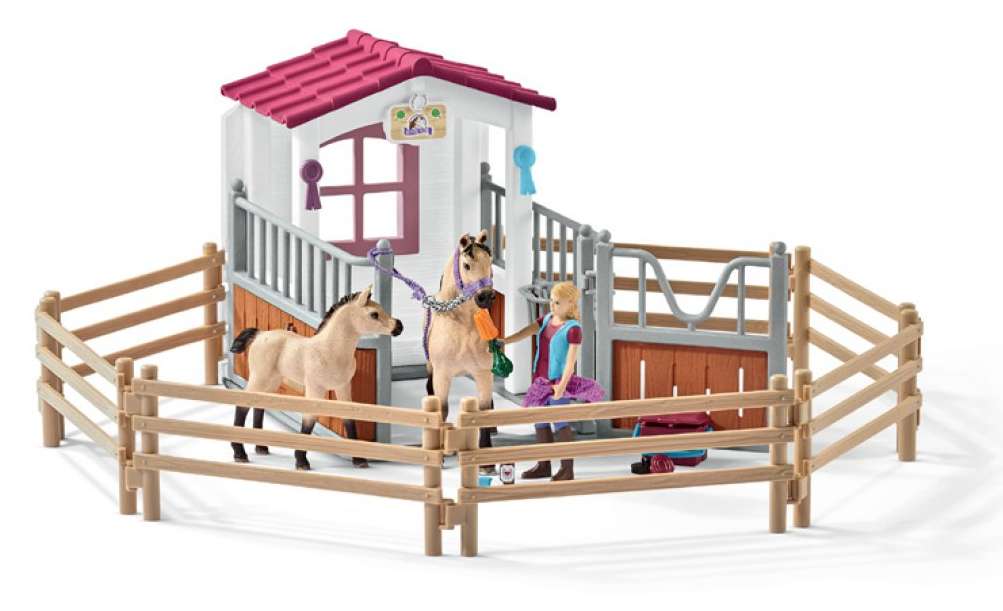 Schleich - Horse Stall with Arab Horses and Groom (42369)