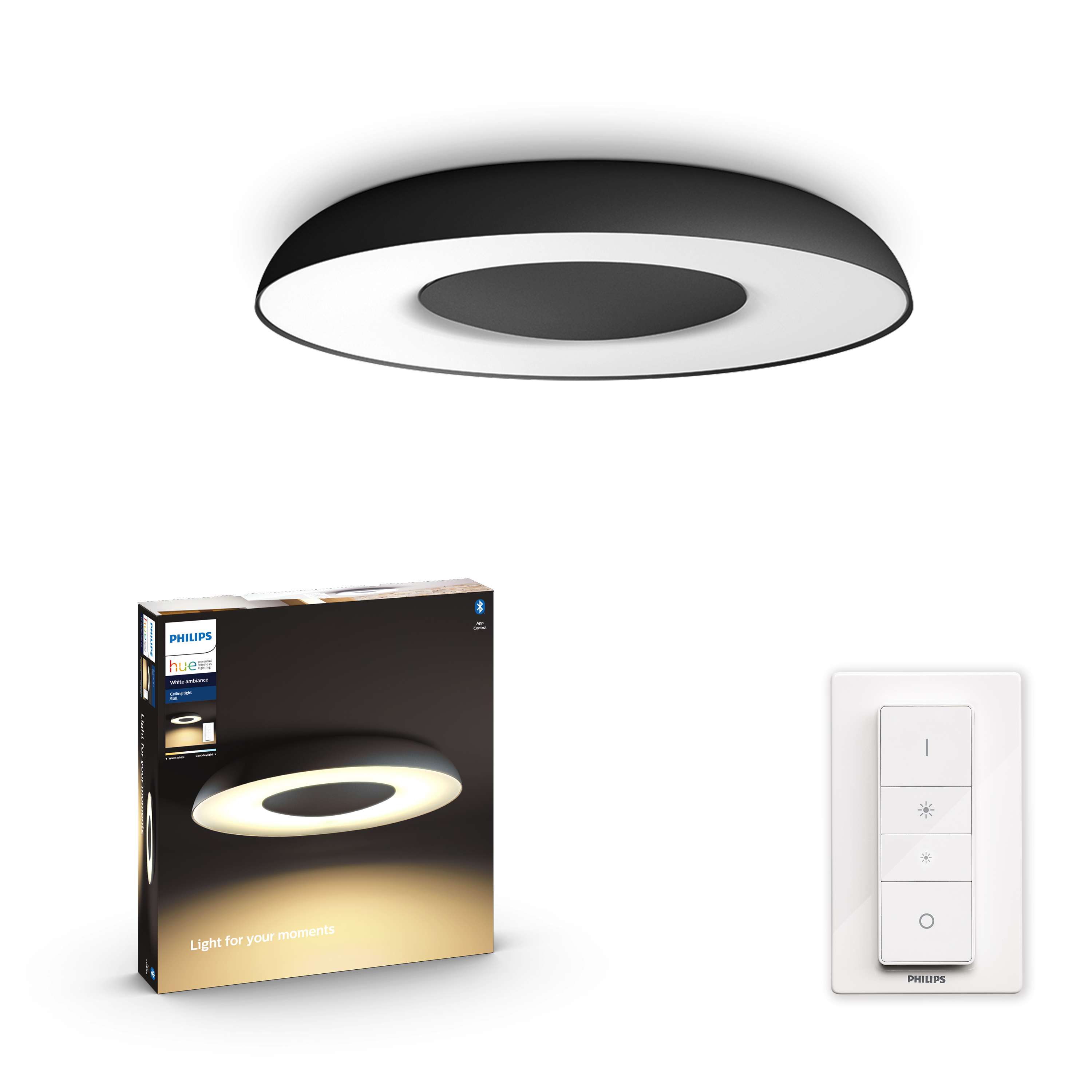 Philips Hue - Still Hue ceiling lamp black 1x32W 24V - White Ambiance
