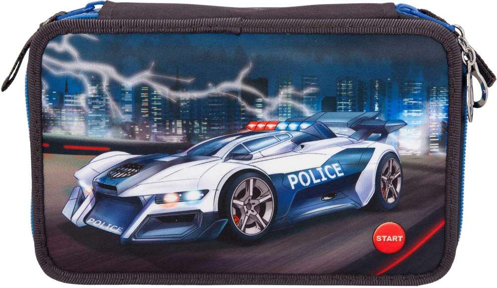 Monster Cars - Trippel Pencil Case w/LED - Police Car (0410840)