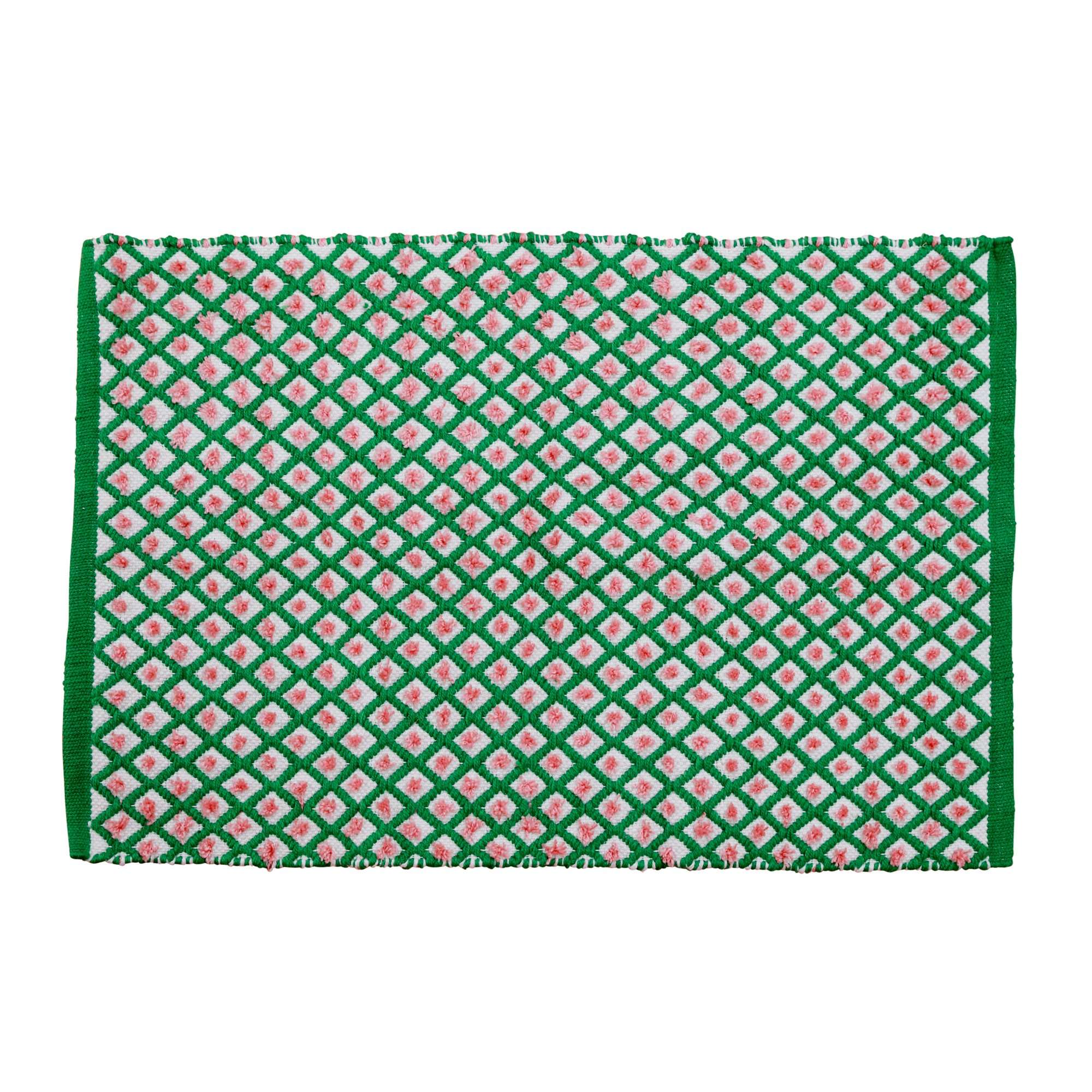 Rice - Handmade Recycled Plastic Floormat 60 x 90 cm - Green Harlequin