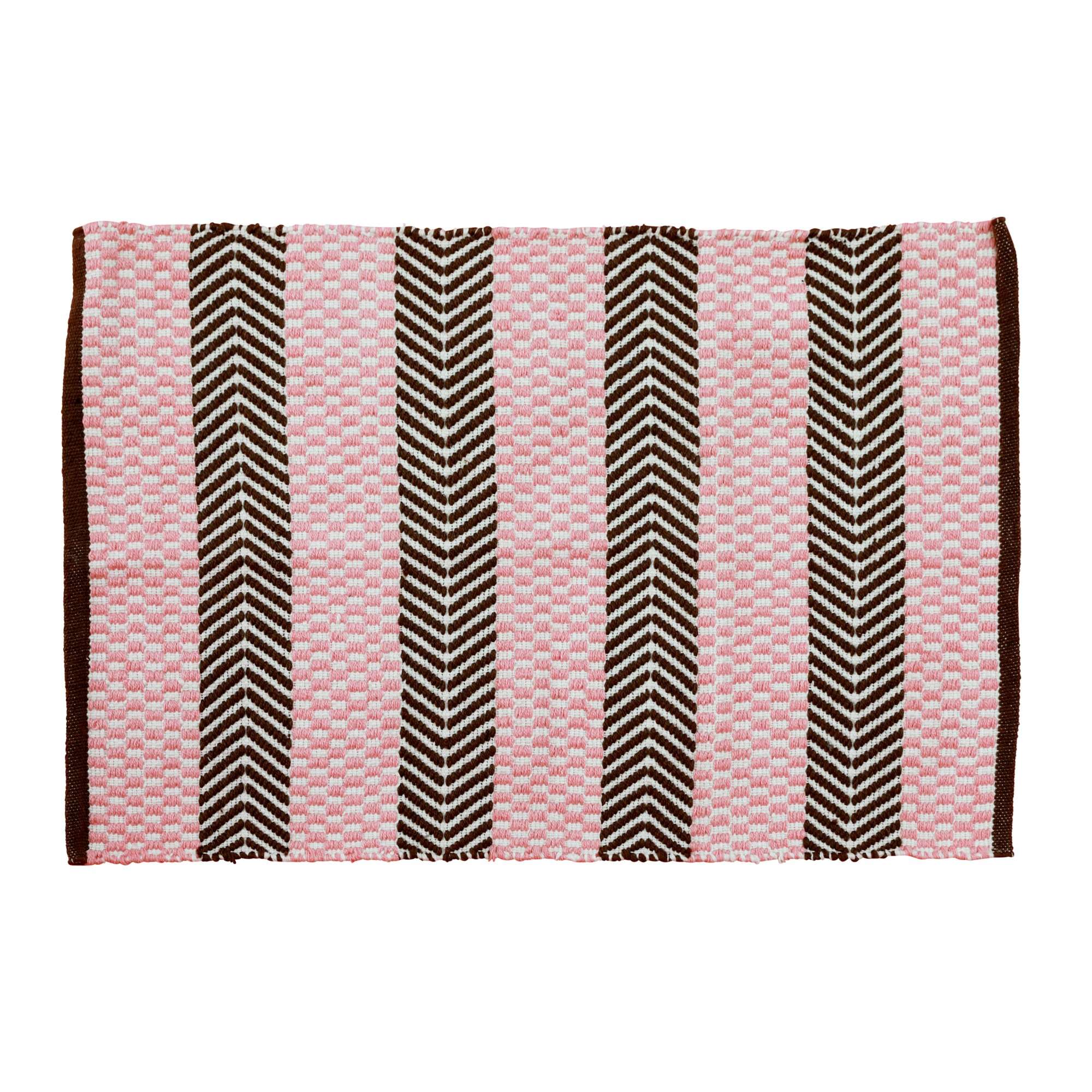 Rice - Handmade Recycled Plastic Floormat 60 x 90 cm - Pink & Brown