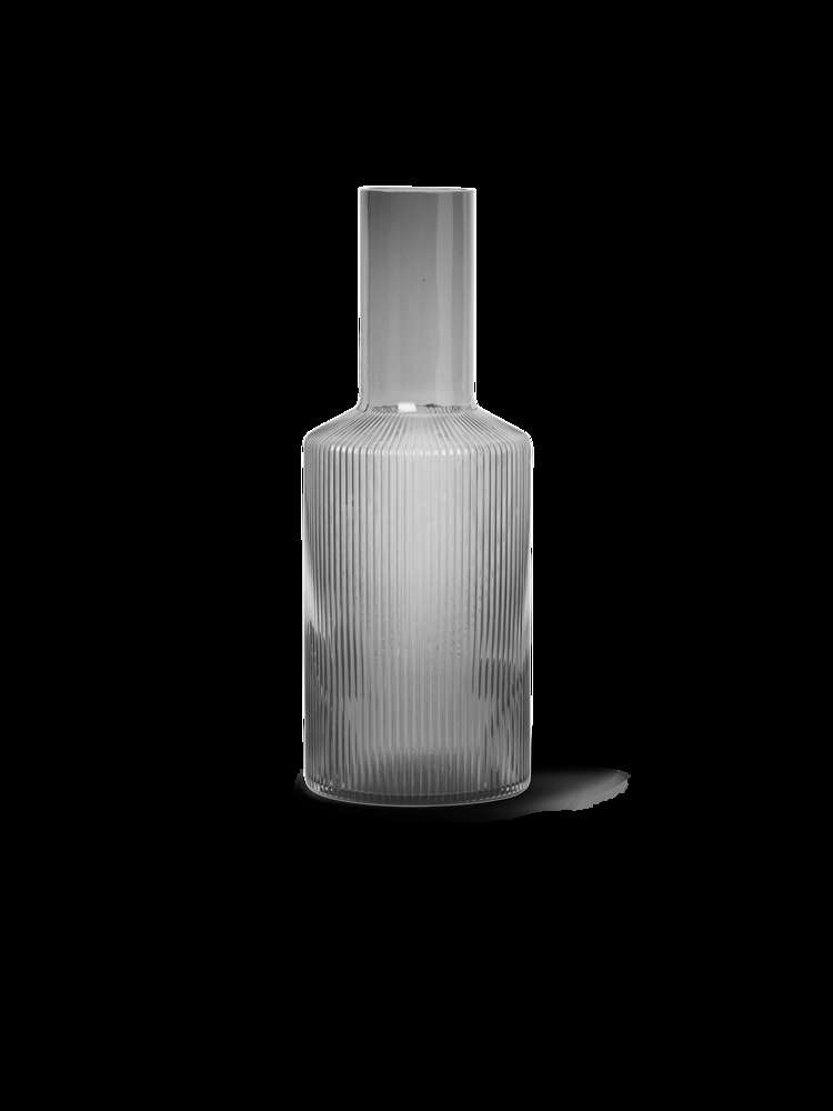 Ferm Living - Ripple Glass Carafe 0,9 L - Smoked Grey (100125112)