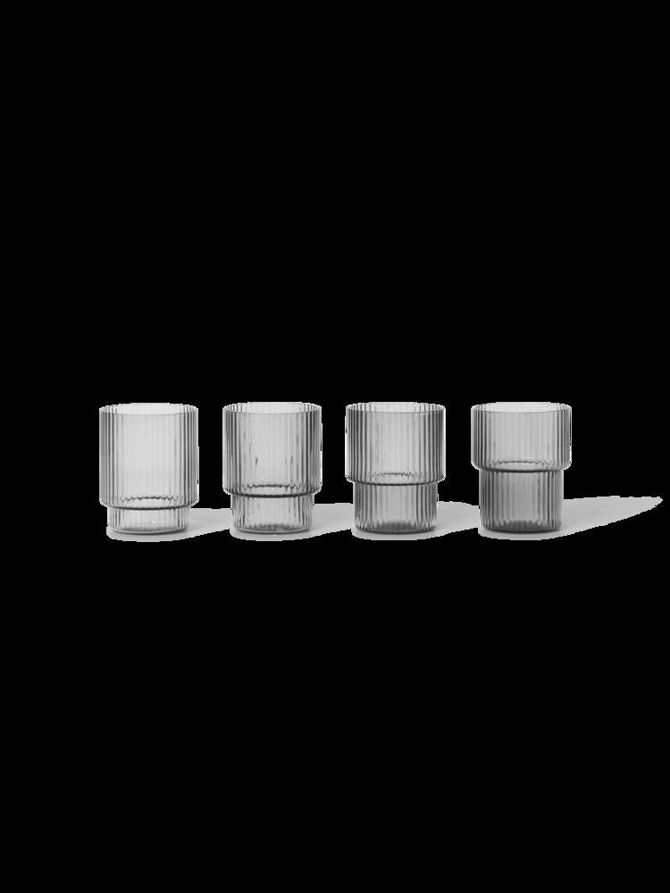 Ferm Living - Small Ripple Glass Set - Smoked Grey (100478112)