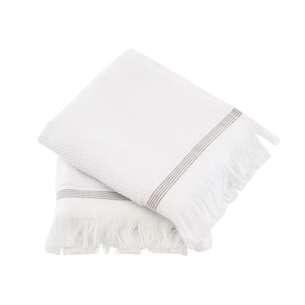 Meraki - Towel 50 x 100 cm 2 pack - White/Grey Stripe (Mkds03/357780003)