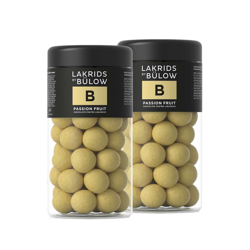 Lakrids By Bülow - 2 x Regular B - Passion Fruit Choc Coated Liquorice 295 g