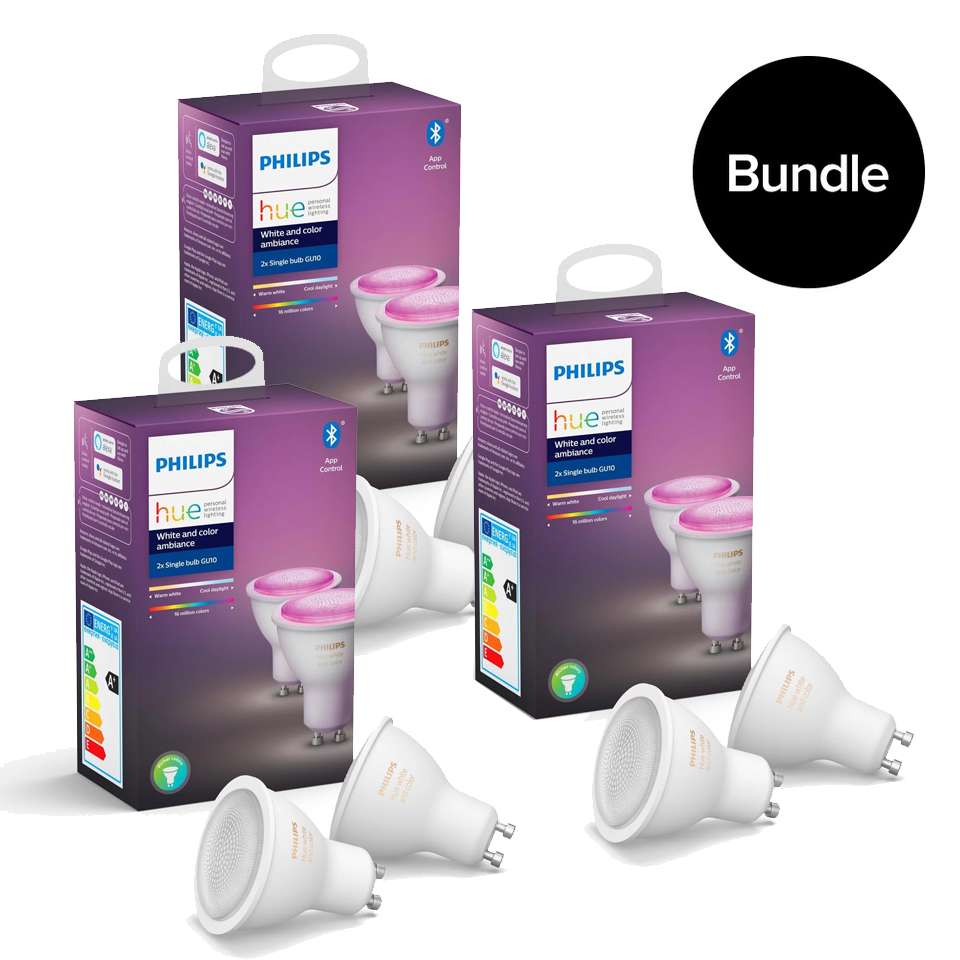 Philips Hue - 3xGU10 2-Pack (6 pcs in total) - Color Ambiance - Bluetooth - Bundle