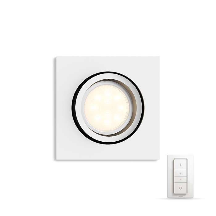 Philips Hue - Milliskin Square Spot Light Remote Included - White Ambiance