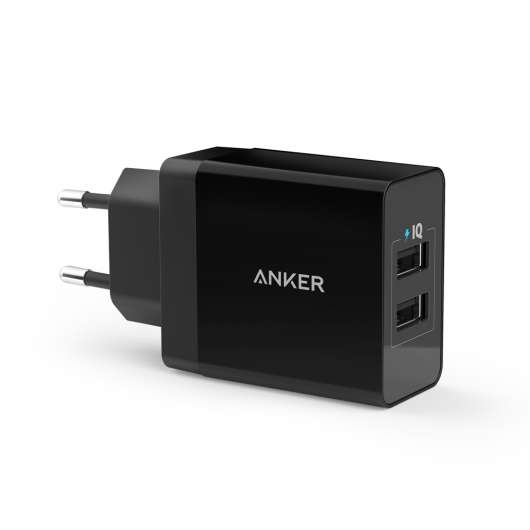 Anker - 24W 2-port USB Wall Charger, 24W & 4,8A, Black