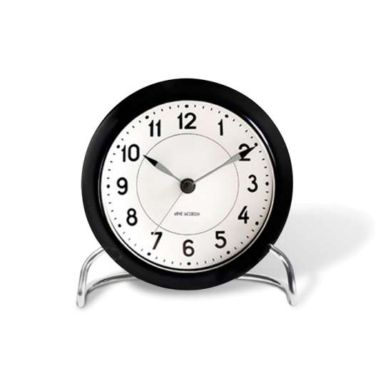 Arne Jacobsen - Station Table ​Clock ​ - Black/White (43672)