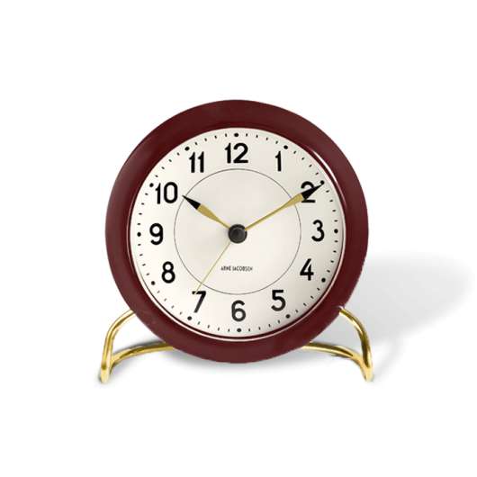 Arne Jacobsen - Station Table ​Clock ​ - Bordaux/White (43676)