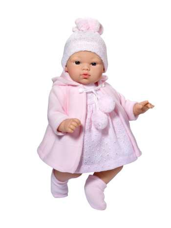 Asi dolls - Koke Puppe in grau und rosa Jacke, 36 cm
