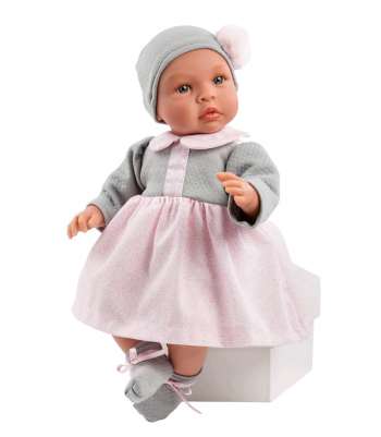Asi dolls - Leonora Puppe in grau und rosa Kleid, 46 cm