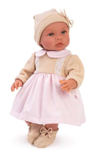 Asi puppen - Leonora Puppe in rosa und beige kleid, 46 cm