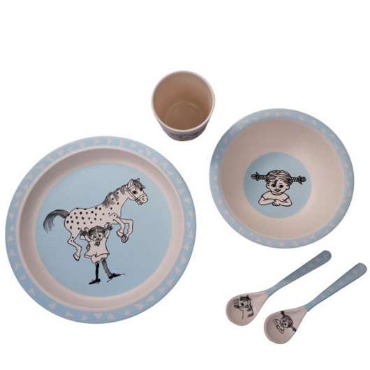 Barbo Toys - Pippi Bamboo Tableware 5 pcs set Blue
