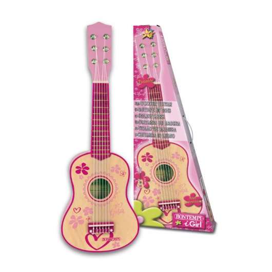 Bontempi - Small pink wooden guitar, 55 cm (225572)​