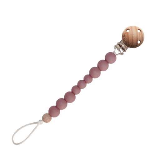 byBabyBubbles - Pacifier Clip with Teething beads, Dusty rose