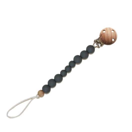 byBabyBubbles - Pacifier Clip with Teething beads, Simple grey