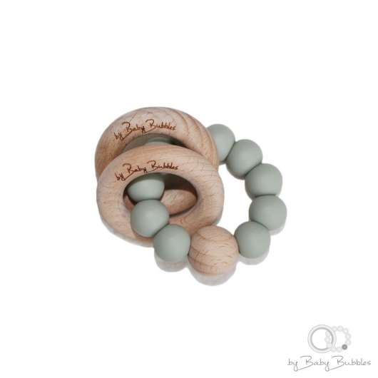 byBabyBubbles - Teething Rattle, Simple sage